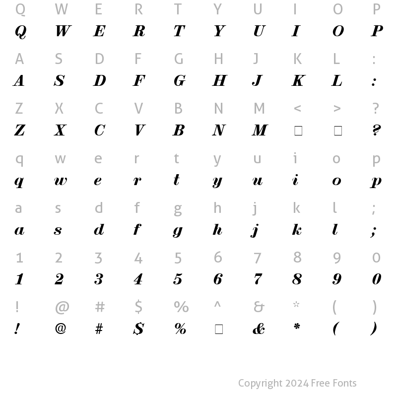 Character Map of Lucia Display SSi Italic