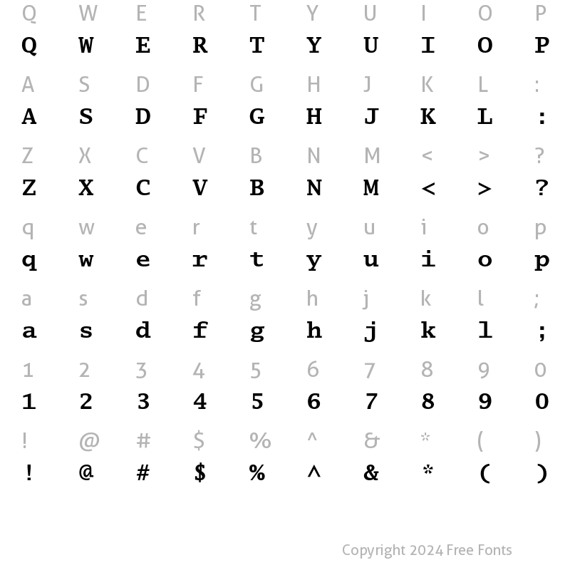 Character Map of Lucida Typewriter Bold