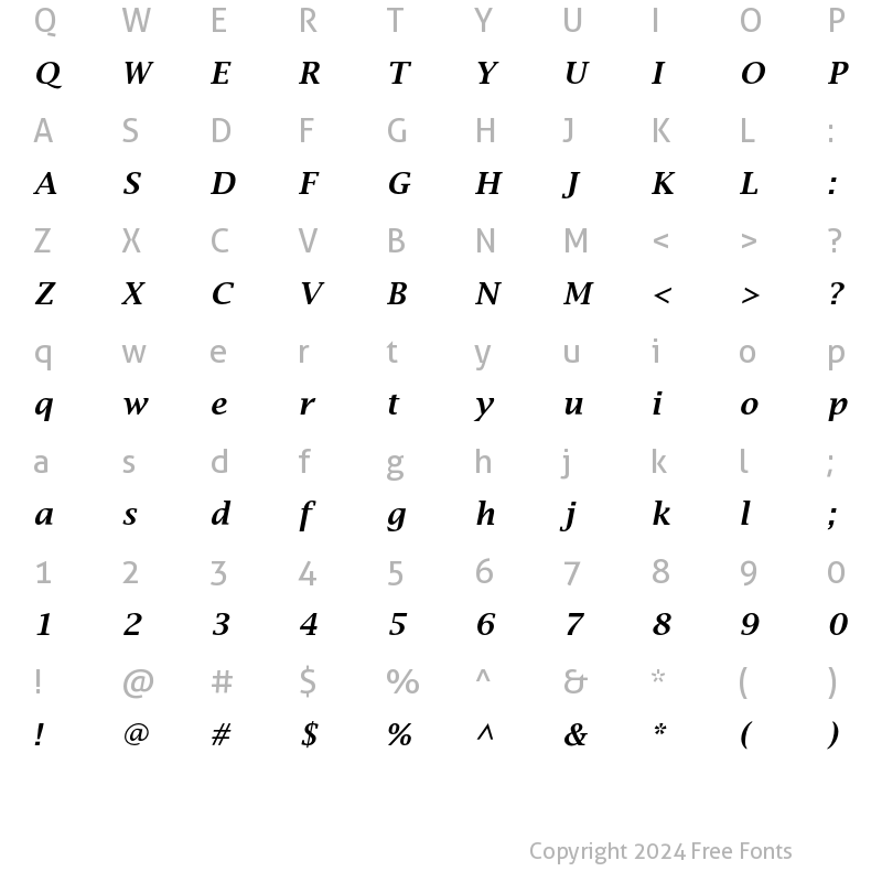 Character Map of LucidaBrightEF DemiBoldIta Regular