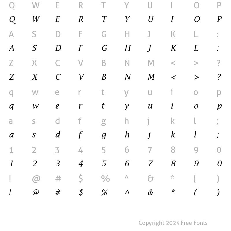 Character Map of LucidaEF Italic