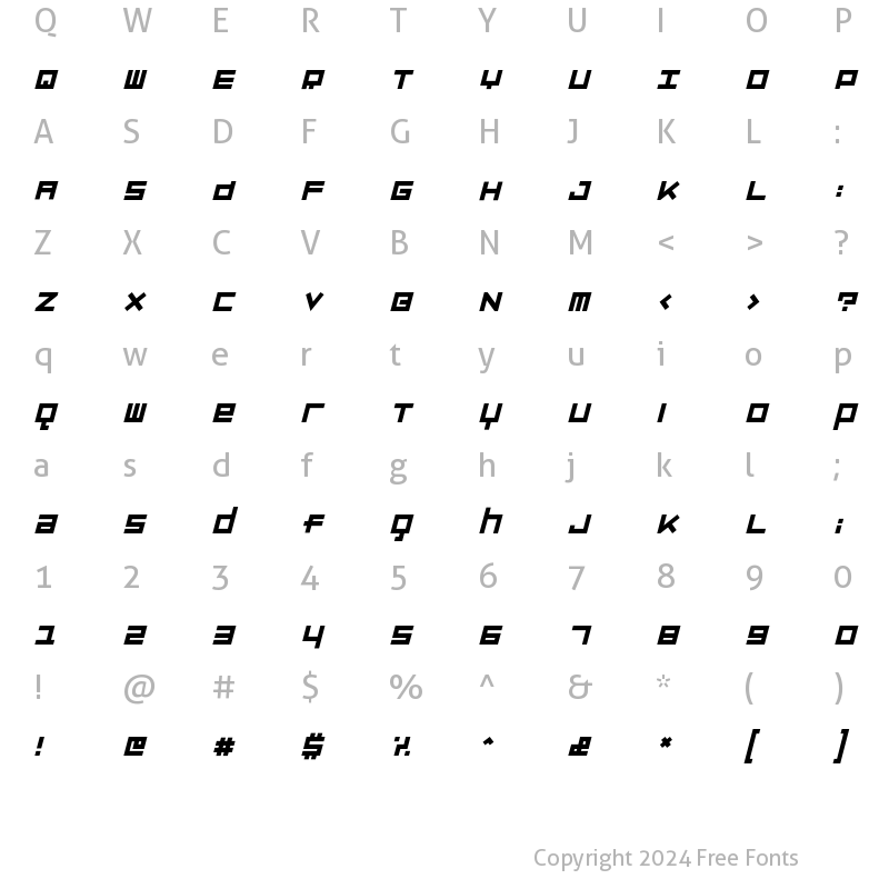 Character Map of Luggage HeavyObl Regular