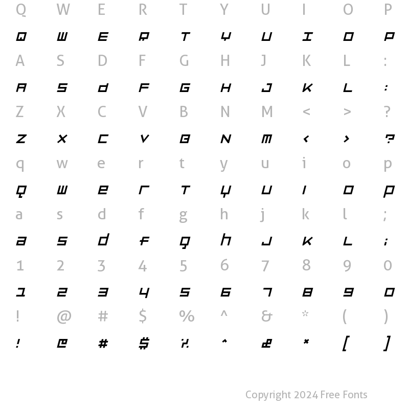 Character Map of Luggage Obl Regular