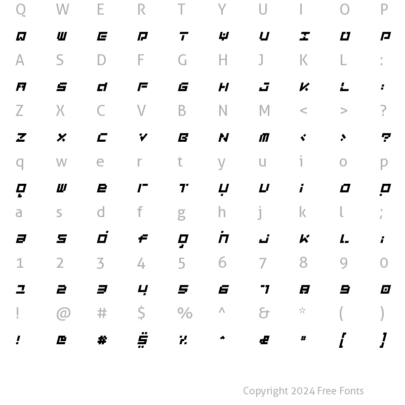 Character Map of LuggageBroken HeavyObl Regular