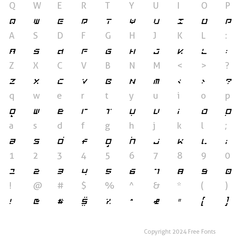 Character Map of LuggageRoundBroken Oblique