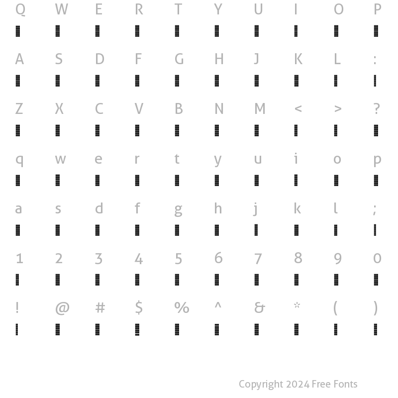 Character Map of Luggagetag Grid Regular