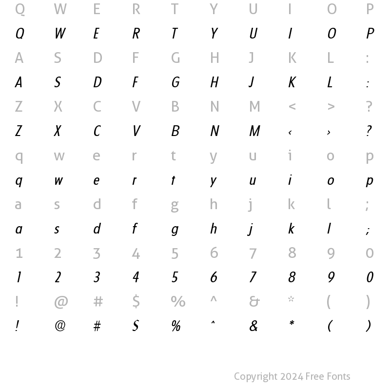 Character Map of LuisBecker Italic