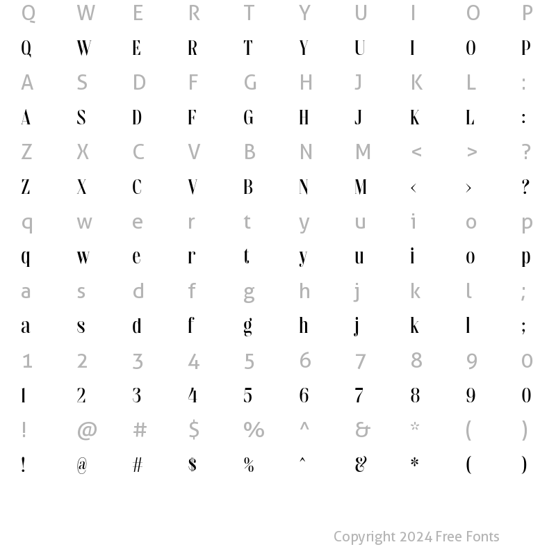 Character Map of Luna Soir Regular