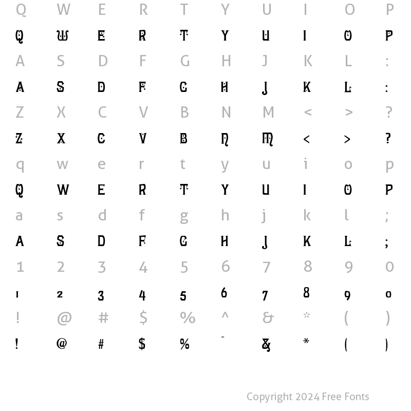 Character Map of Lunaria Modern Regular