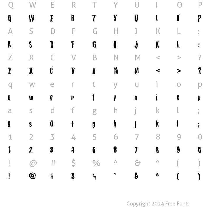 Character Map of Lunatic Regular