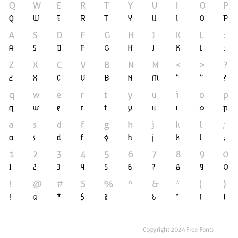 Character Map of LunatixLight Medium