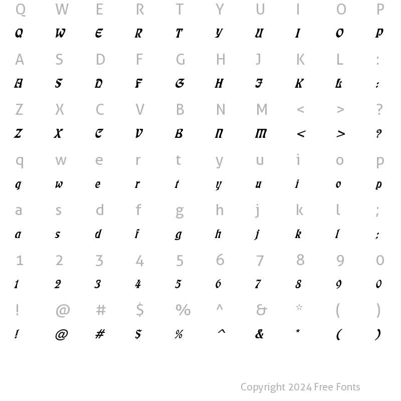 Character Map of Lushlife Italic