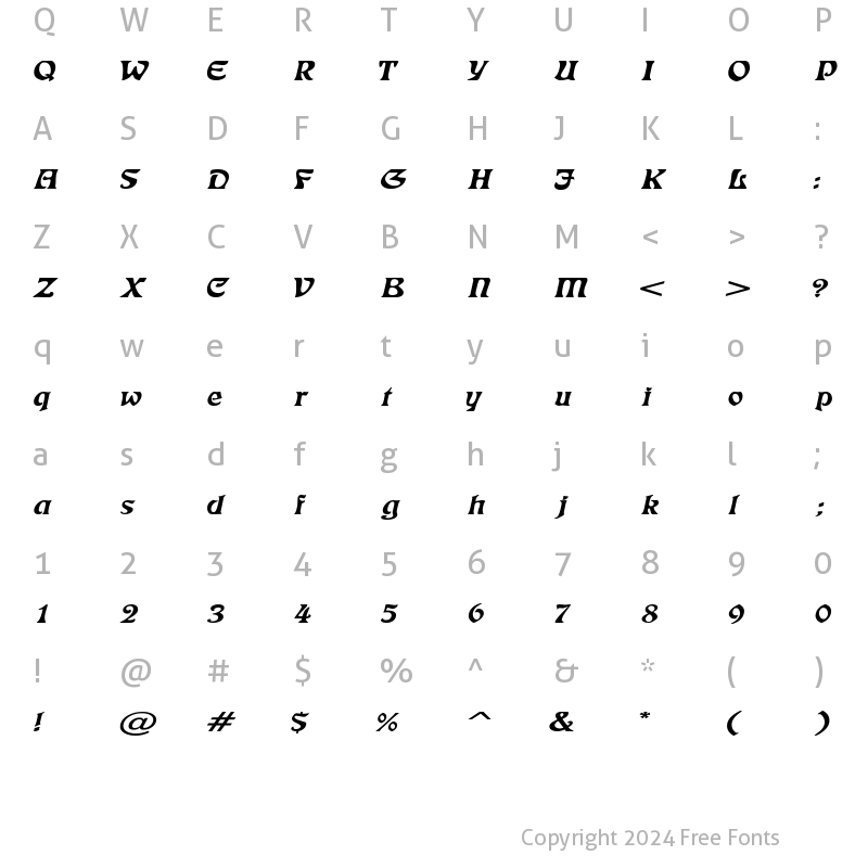 Character Map of LushlifeExtended Italic