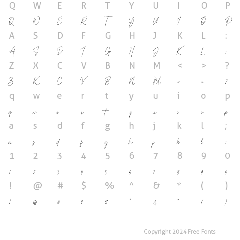 Character Map of Luthon Southard Script Regular