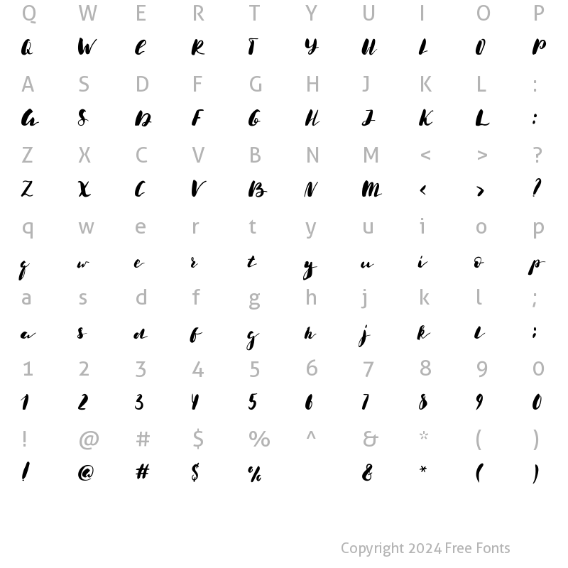 Character Map of Luuna Regular