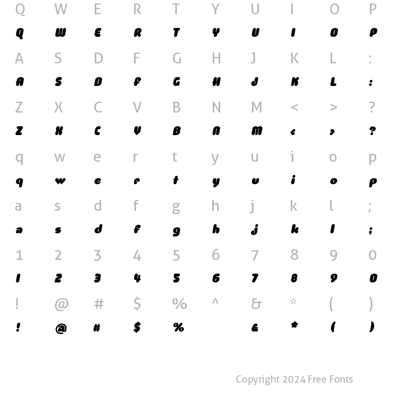 Character Map of Luvbug Bold