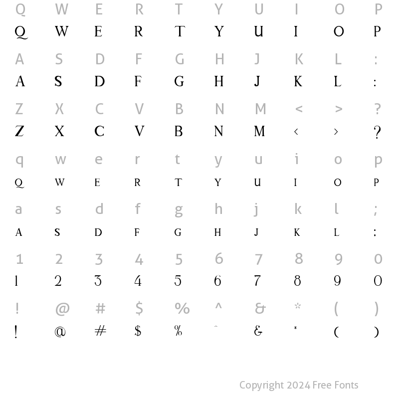 Character Map of Lux serif Regular