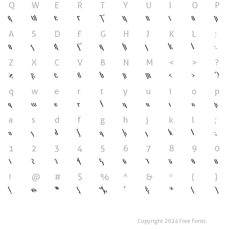 Character Map of Luxembourg Ex Left Regular