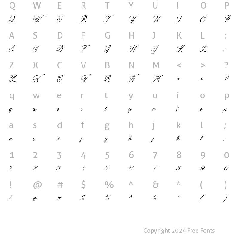 Character Map of Luxuriougenics Regular