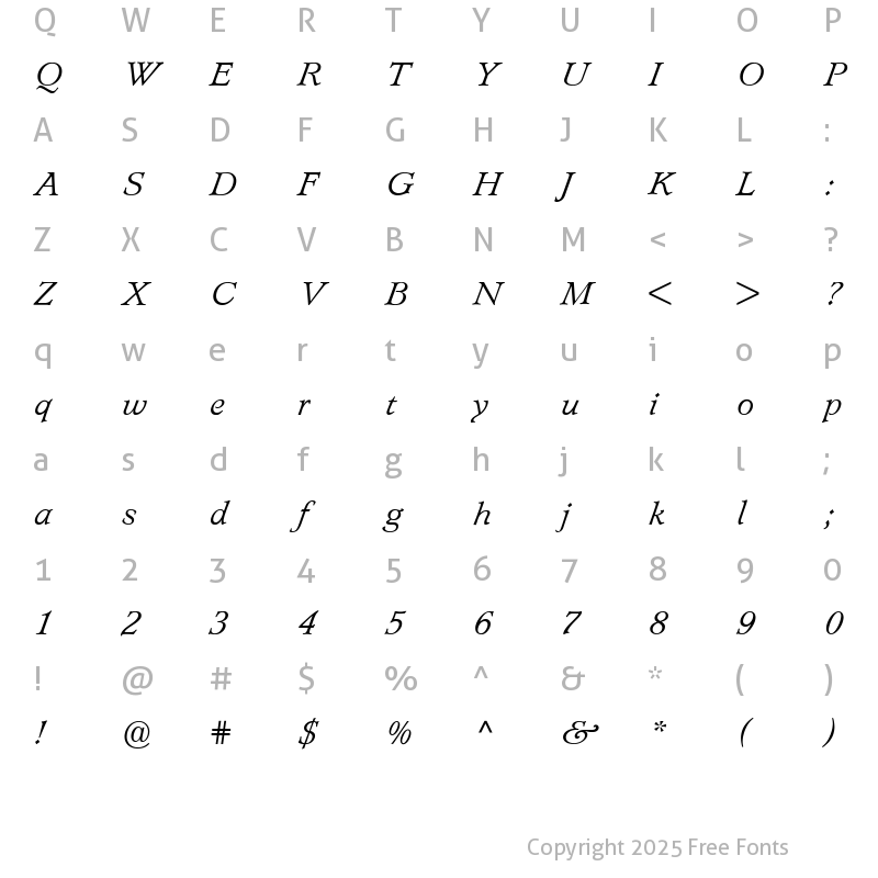 Character Map of Lynton BQ Italic