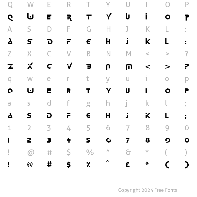 Character Map of Lynz Font Regular