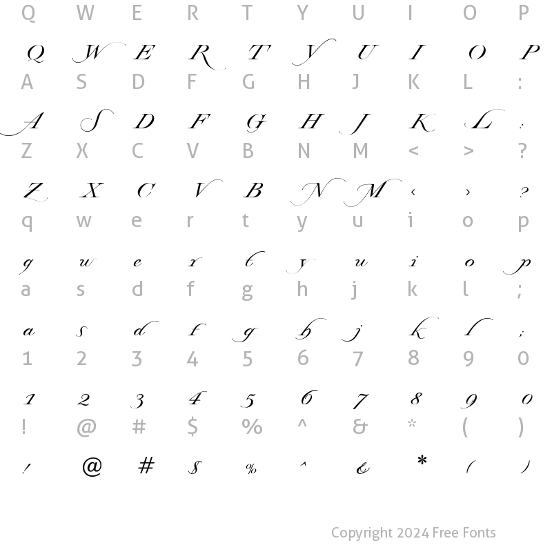 Character Map of Lysandria Regular