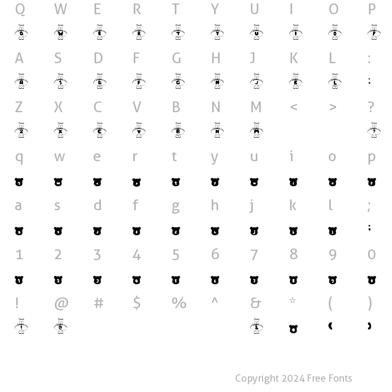 Character Map of m-kuma Font Regular