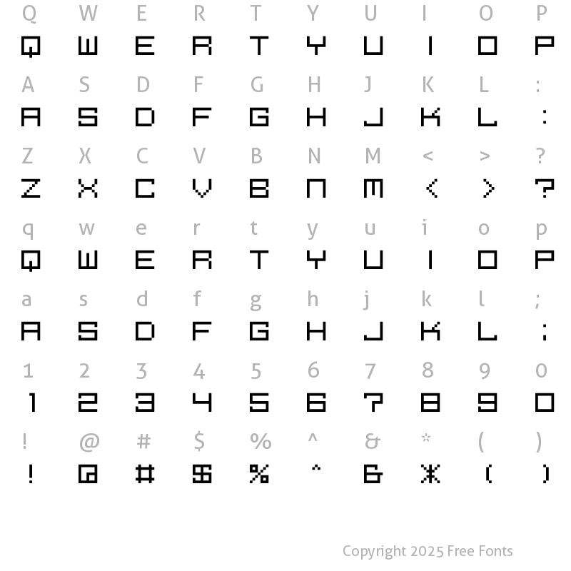 Character Map of M39_SQUAREFUTURE Regular