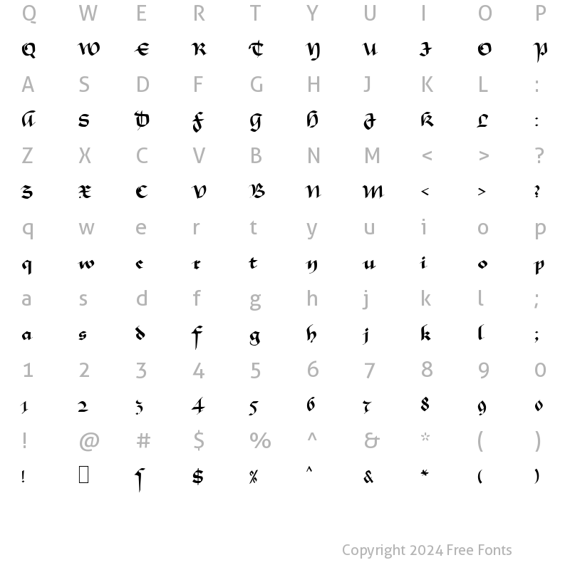 Character Map of MA GKursiv1 Normal