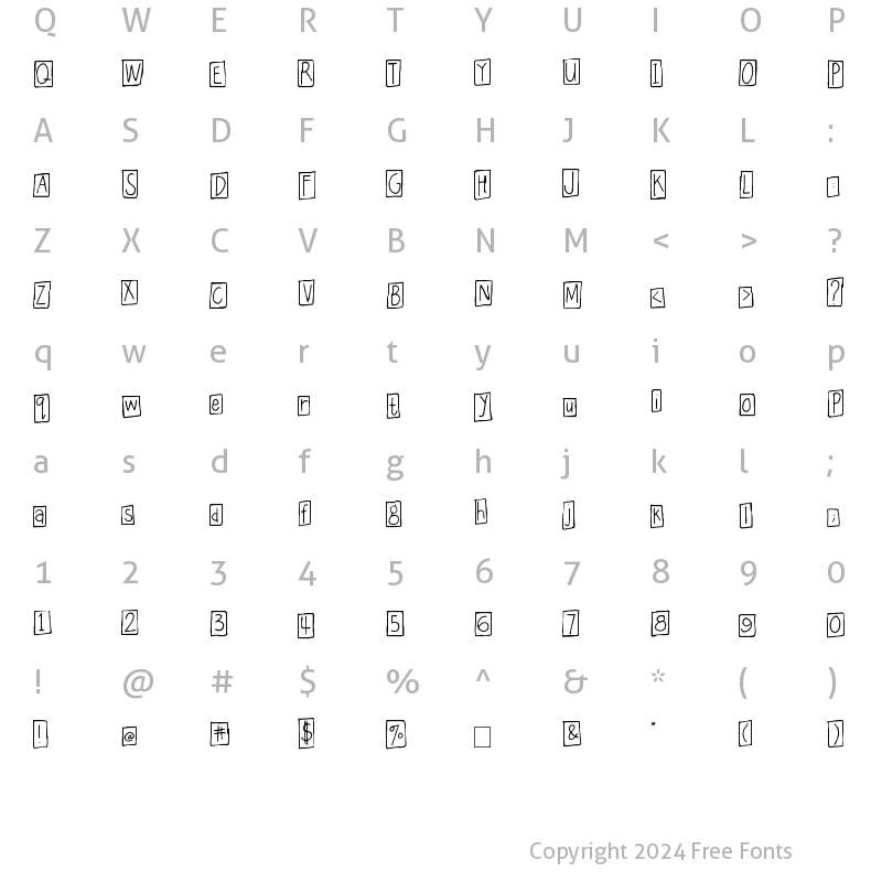 Character Map of MA Quaddie Regular