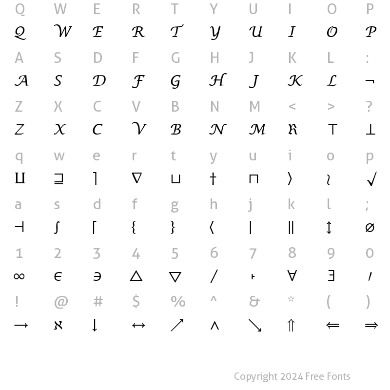 Character Map of MachadoMathSymbolSSK Regular