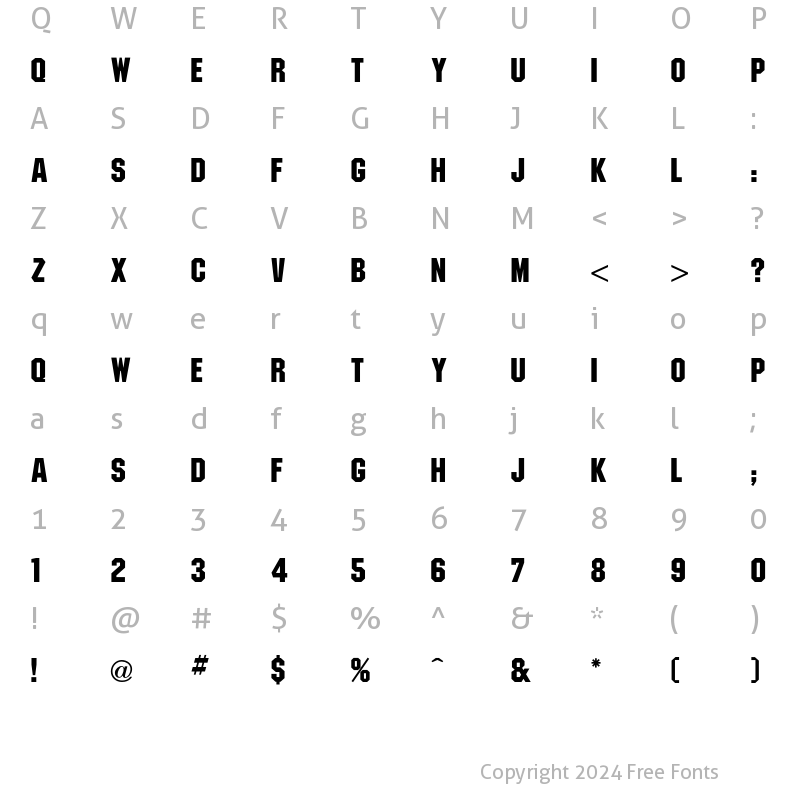 Character Map of Machine Font Regular