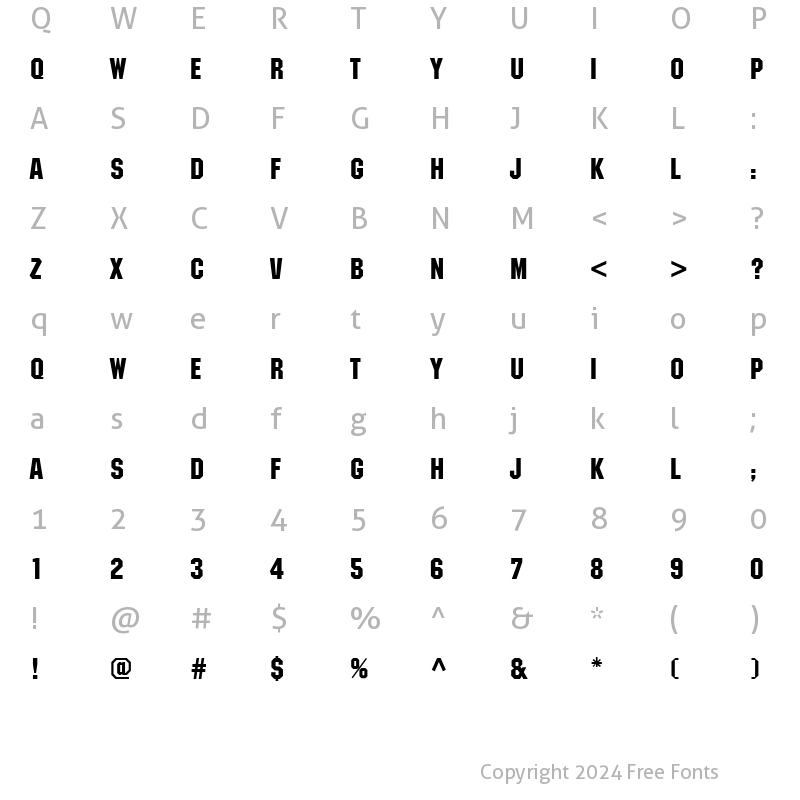 Character Map of MachineCTT Regular