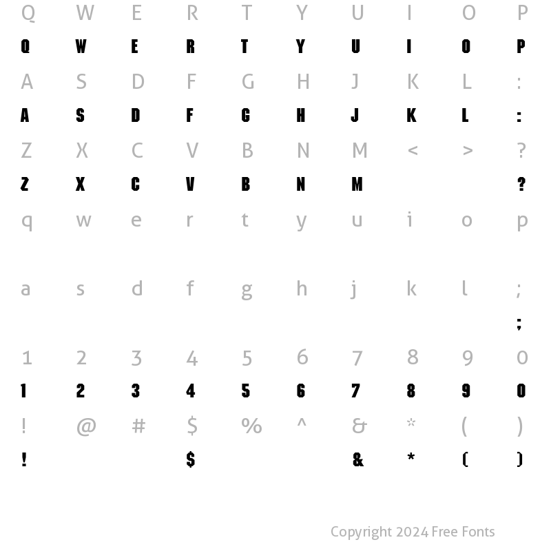 Character Map of MachineEF-Bold Regular