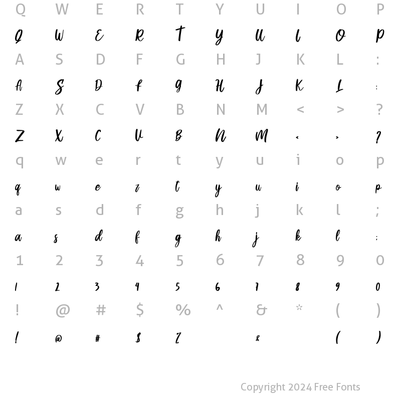 Character Map of Machity Regular