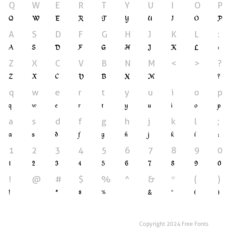 Character Map of MacHumaine-Light Regular