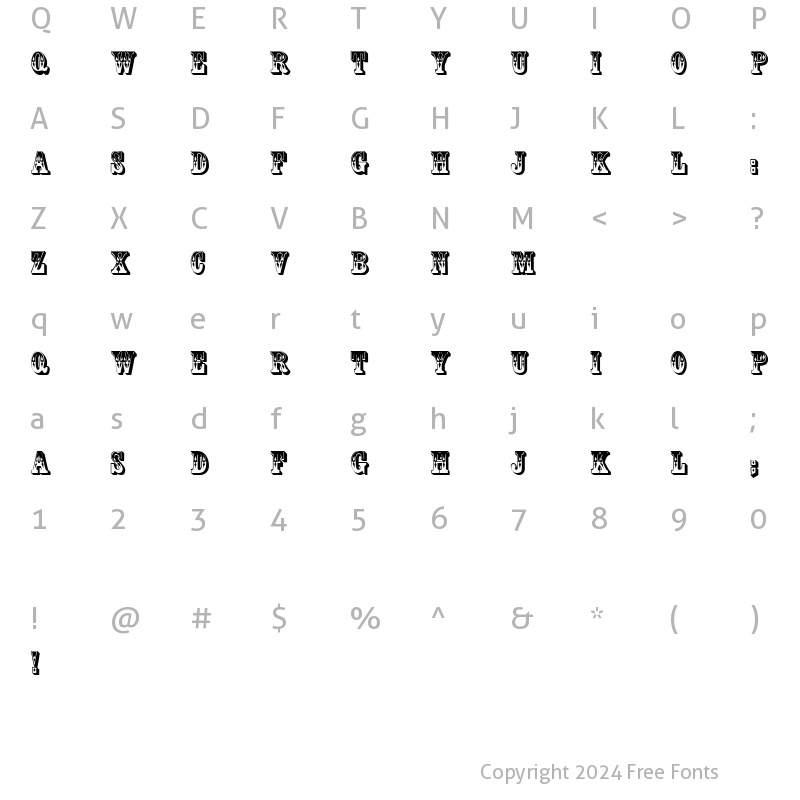 Character Map of MackinawDisplayCaps Regular