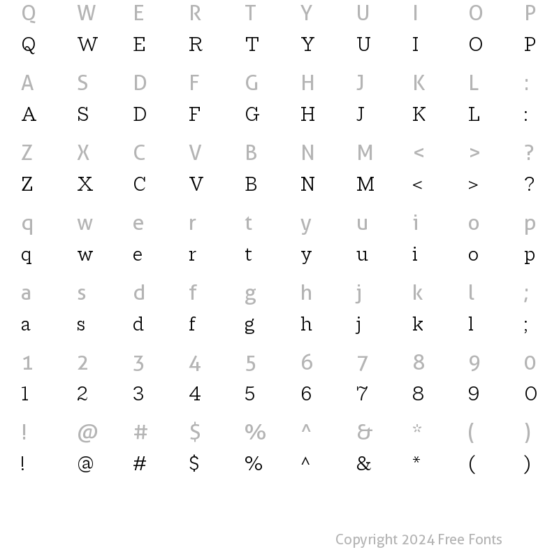 Character Map of Macklin Slab Light