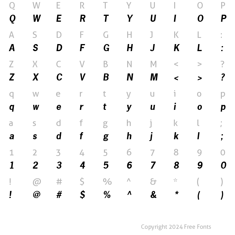 Character Map of Macro Black SSi Black Italic