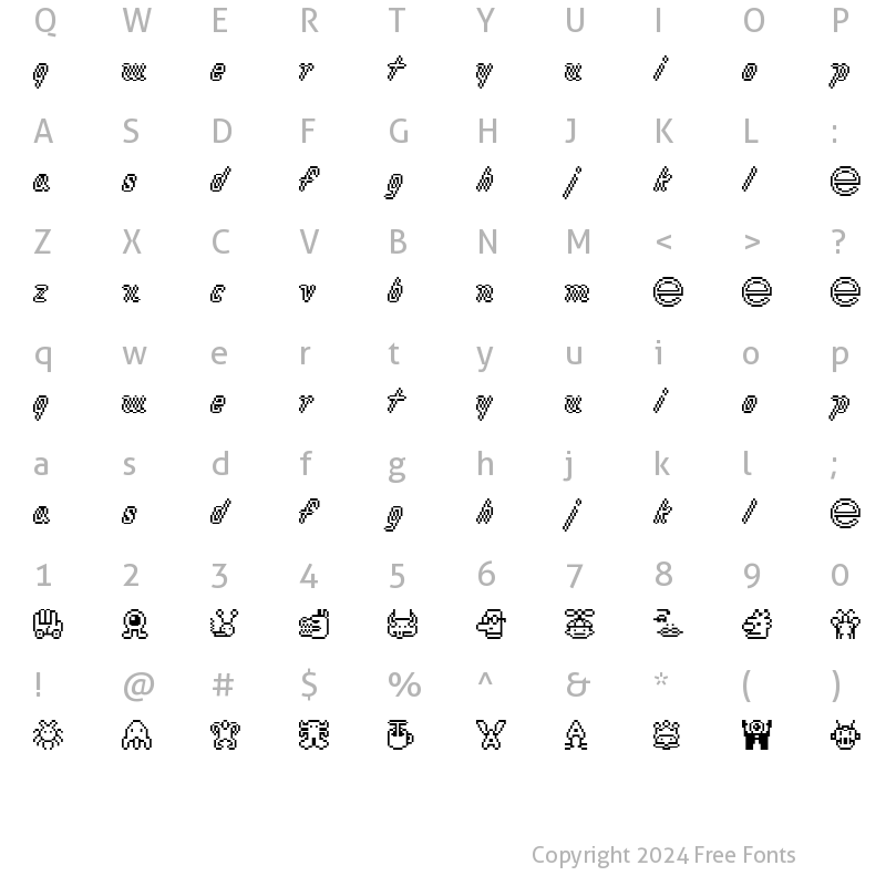 Character Map of macrodigi Regular