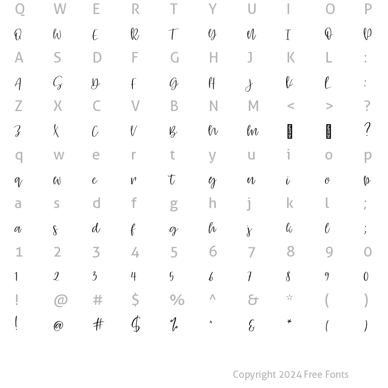 Character Map of Madama Butterfly Regular