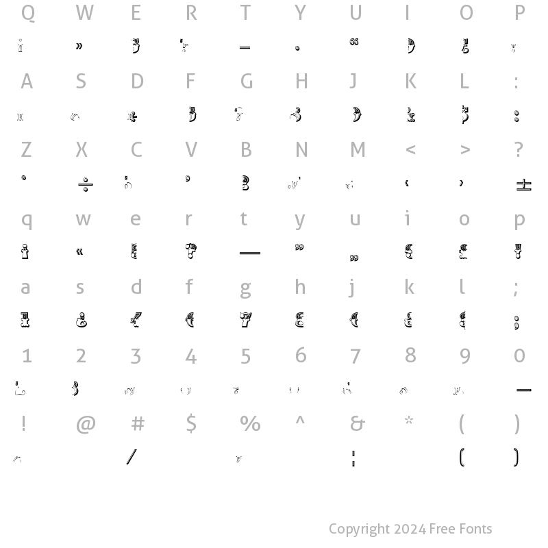 Character Map of Madame Numericals Regular