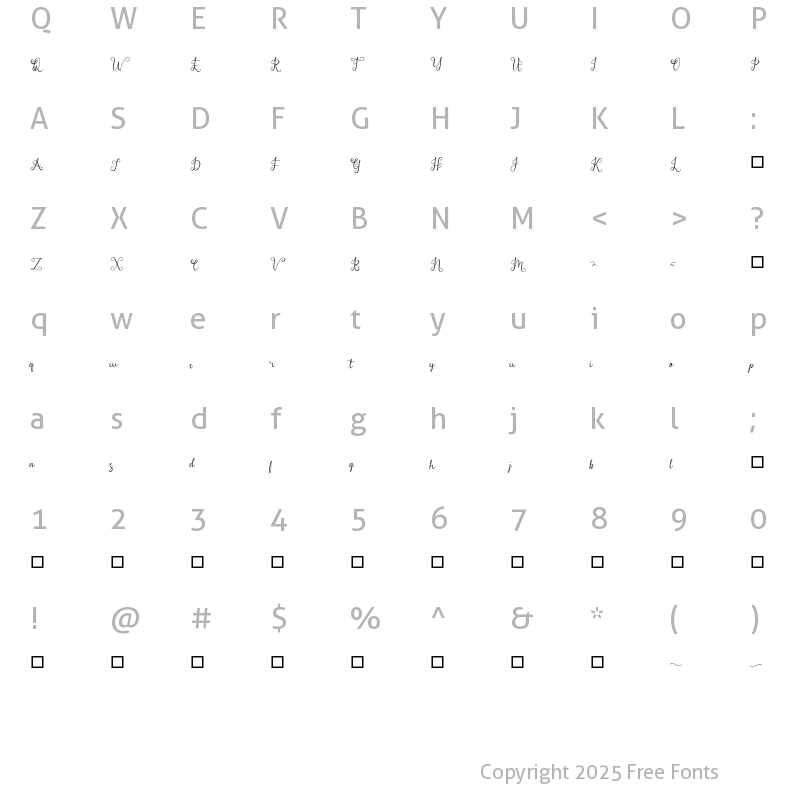 Character Map of MadameNaila Thin