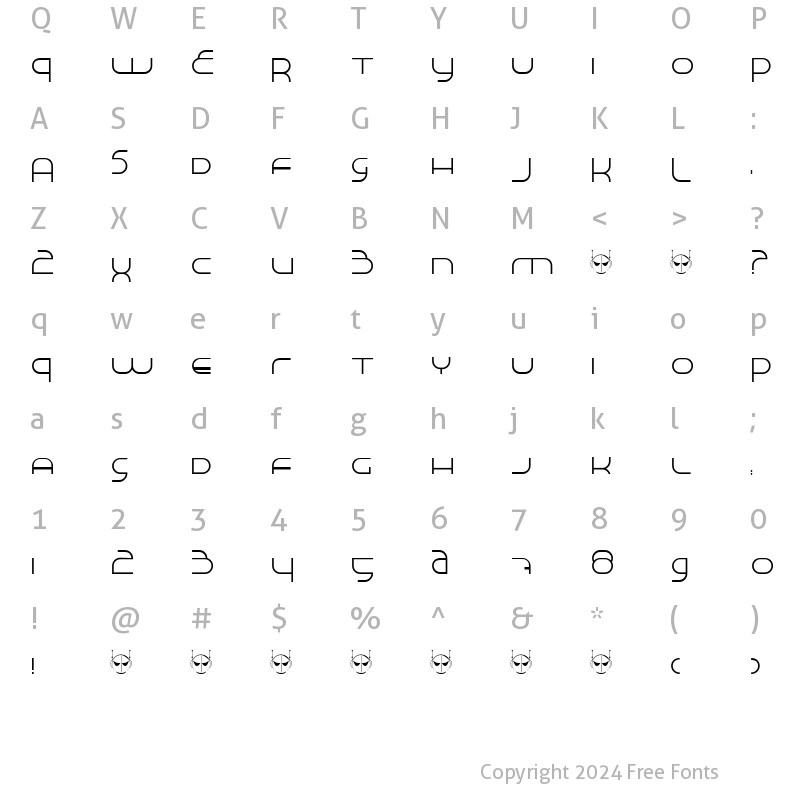 Character Map of Made in Space Regular