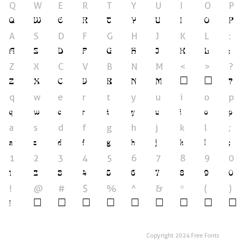 Character Map of Madeira Regular