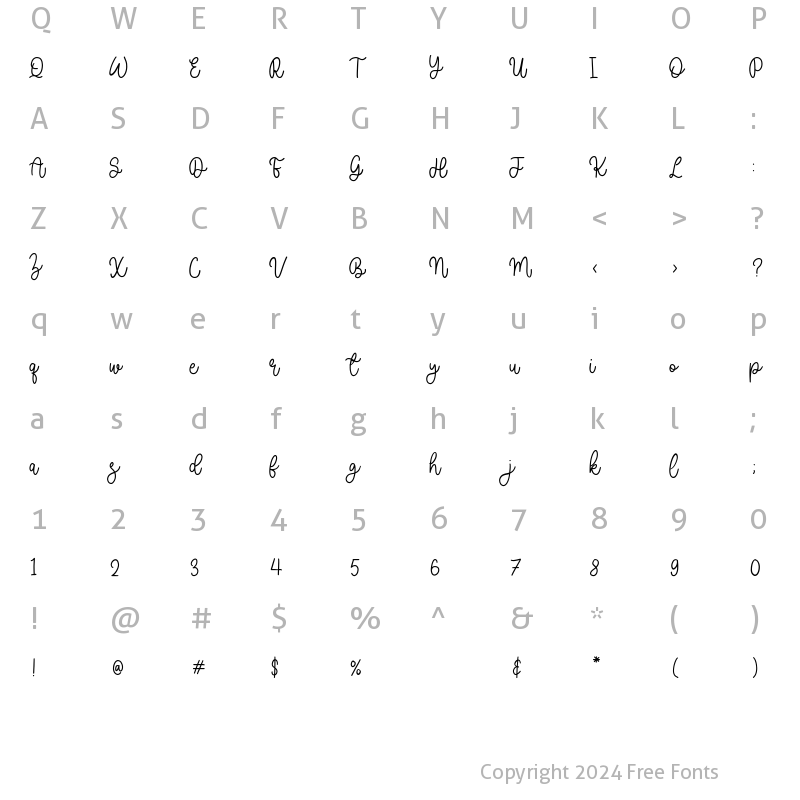 Character Map of Madelief Regular