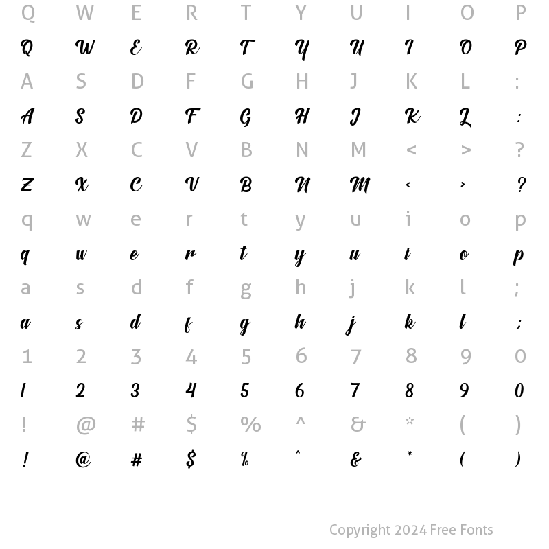 Character Map of Madison Script Regular