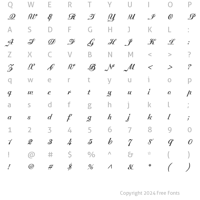 Character Map of Madisonian Engraved