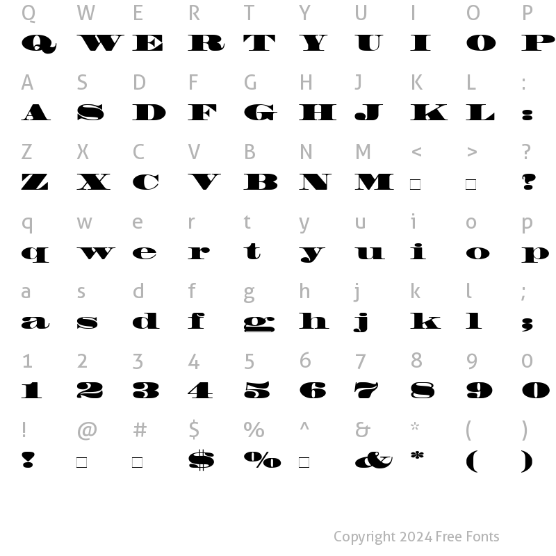 Character Map of Madrone Roman