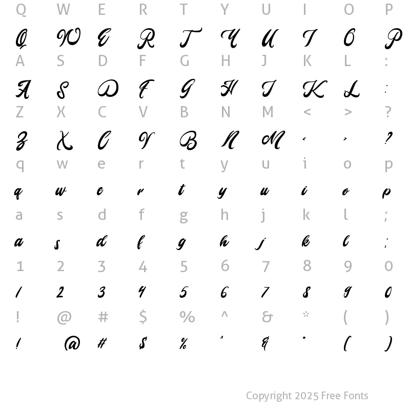 Character Map of Mady Risaw Regular