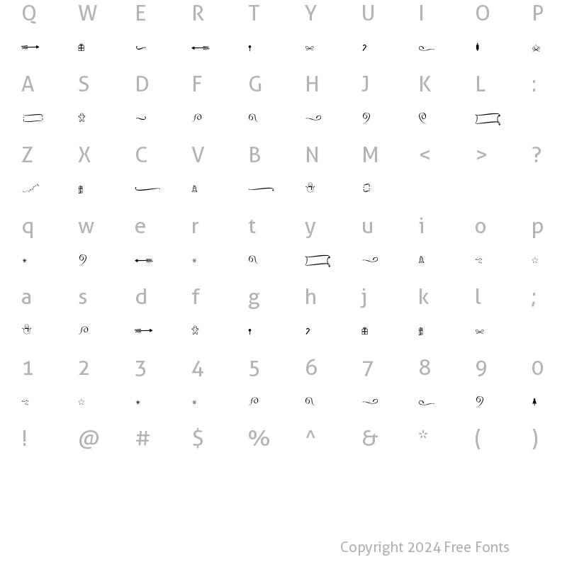 Character Map of Maelyana Swash  Symbols Regular